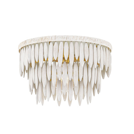 Willa Flush Mount 18", White-Washed Wood and Aged Brass