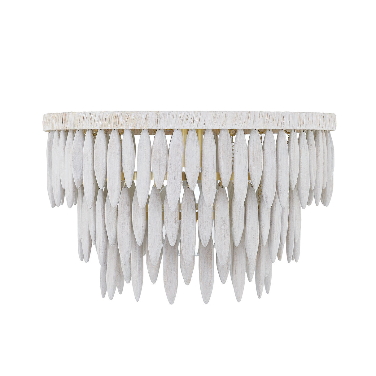 Willa Flush Mount 18", White-Washed Wood and Aged Brass