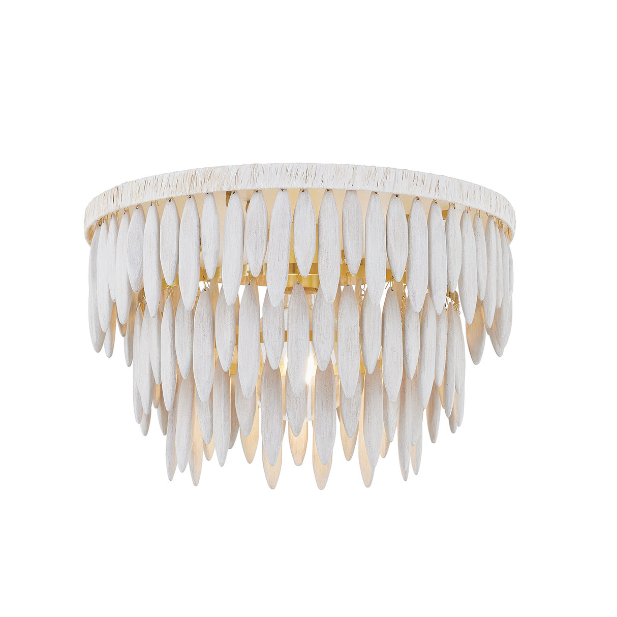 Willa Flush Mount 18", White-Washed Wood and Aged Brass