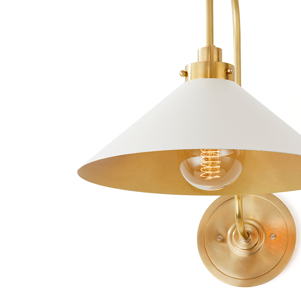 Alma Metal Wall Sconce 16", White and Aged Brass