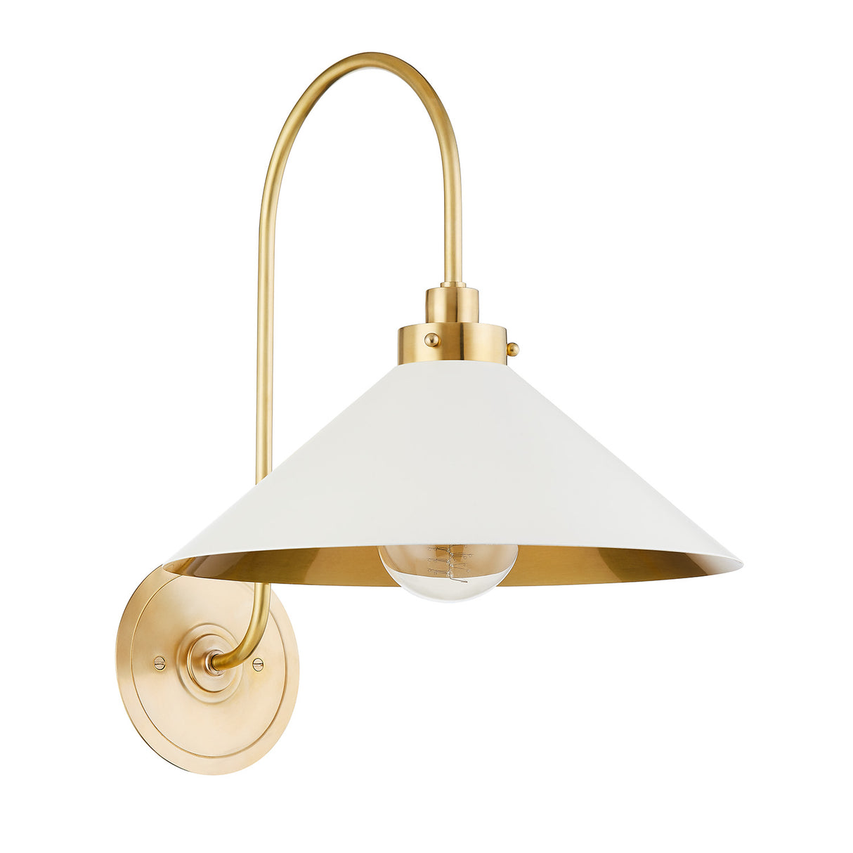Alma Metal Wall Sconce 16", White and Aged Brass