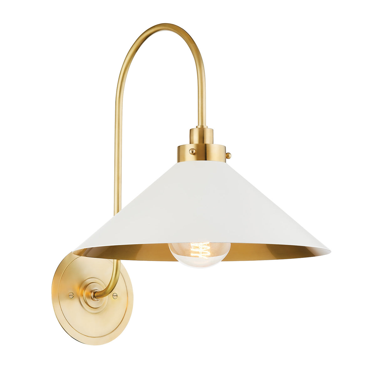 Alma Metal Wall Sconce 16", White and Aged Brass