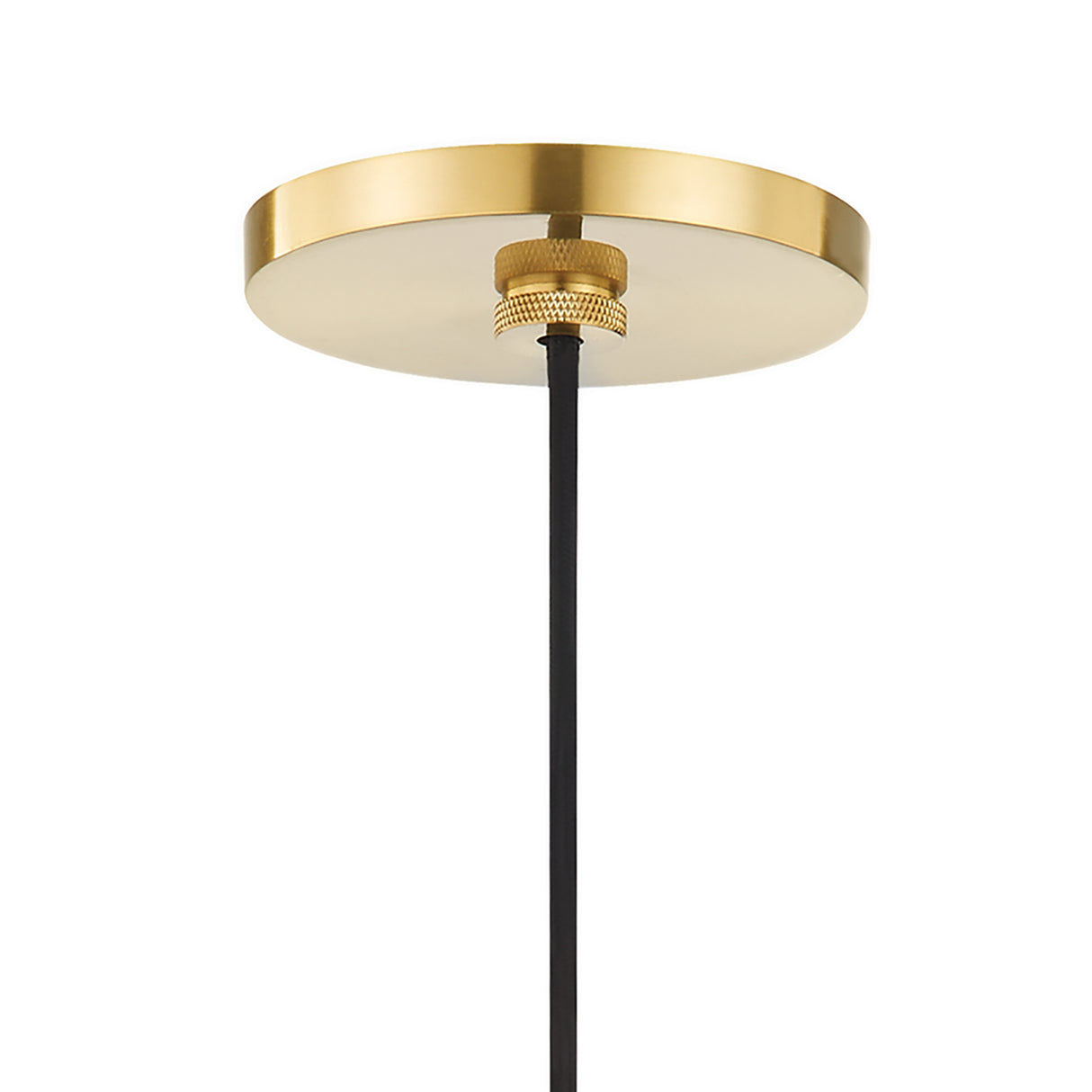 Nora Small Glass Pendant 11", Raffia and Aged Brass