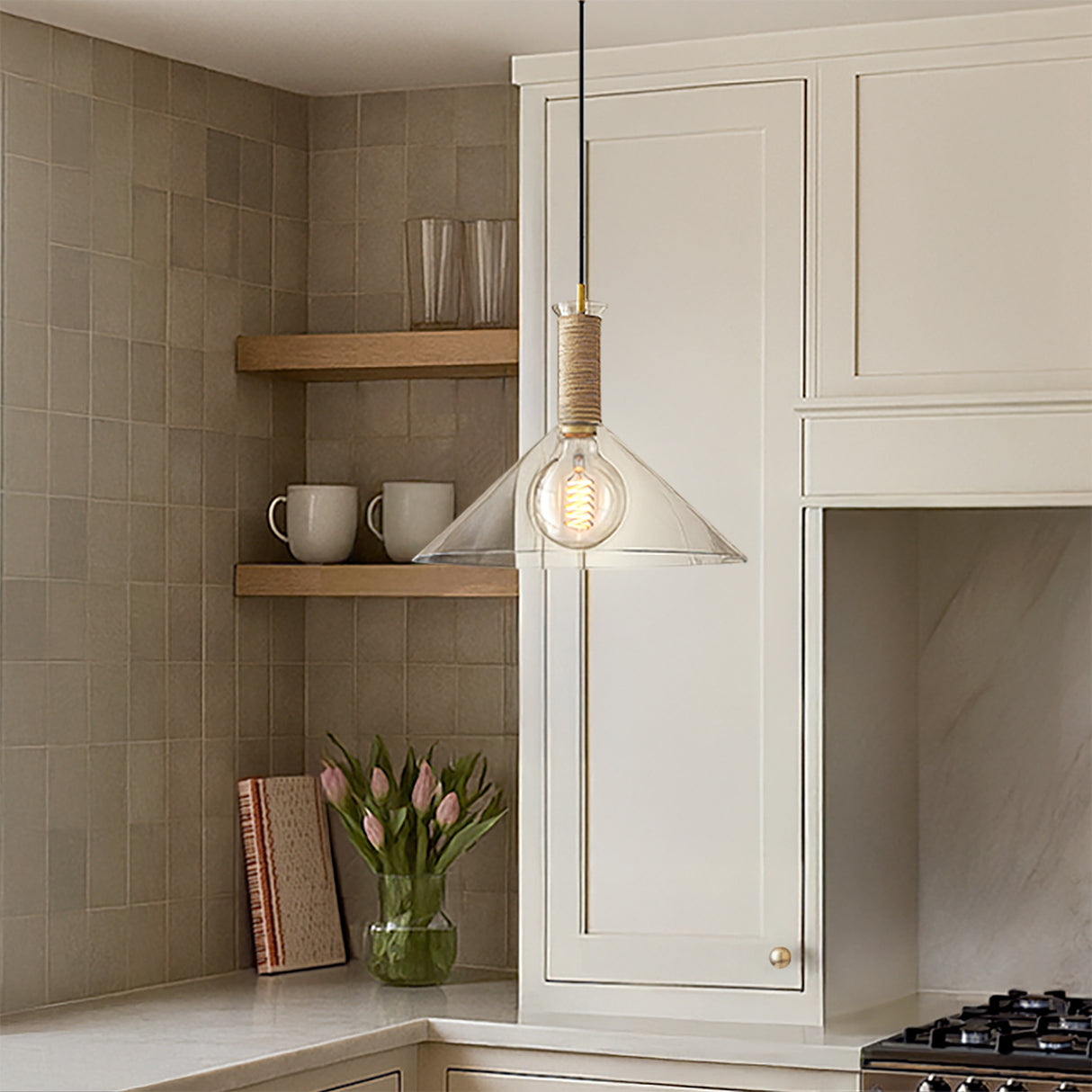 Nora Glass Pendant 16", Medium