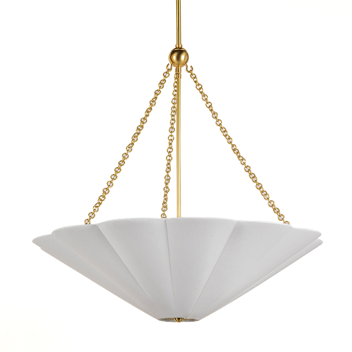Liza Linen Pendant 28", White and Aged Brass
