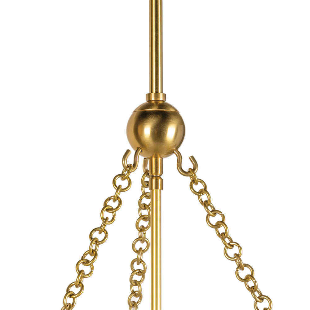 Liza Linen Pendant 28", White and Aged Brass