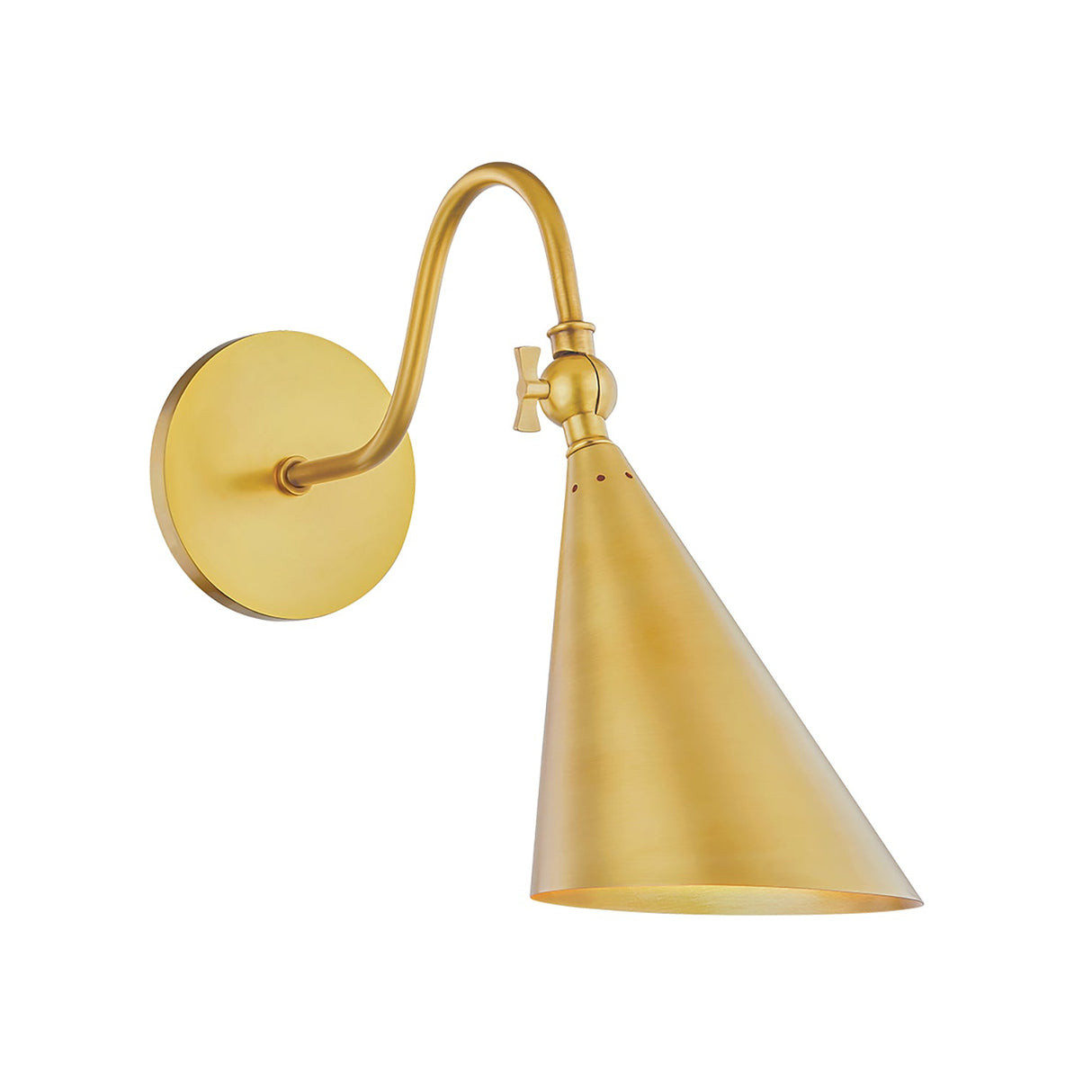 Faye Adjustable Metal Wall Sconce, Aged Brass