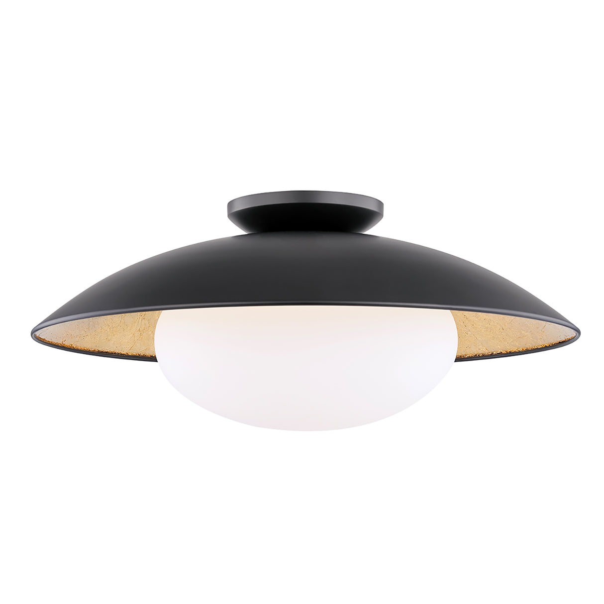 Vera Flush Mount, Large 21", Black and Gold Leaf