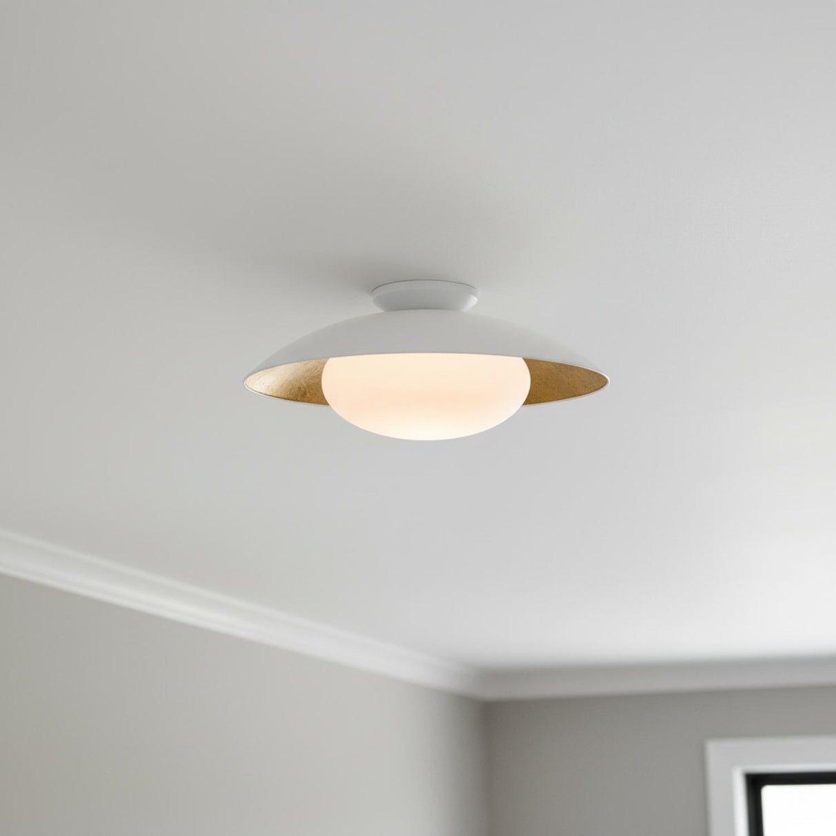 Vera Flush Mount, Large 21", White and Gold Leaf