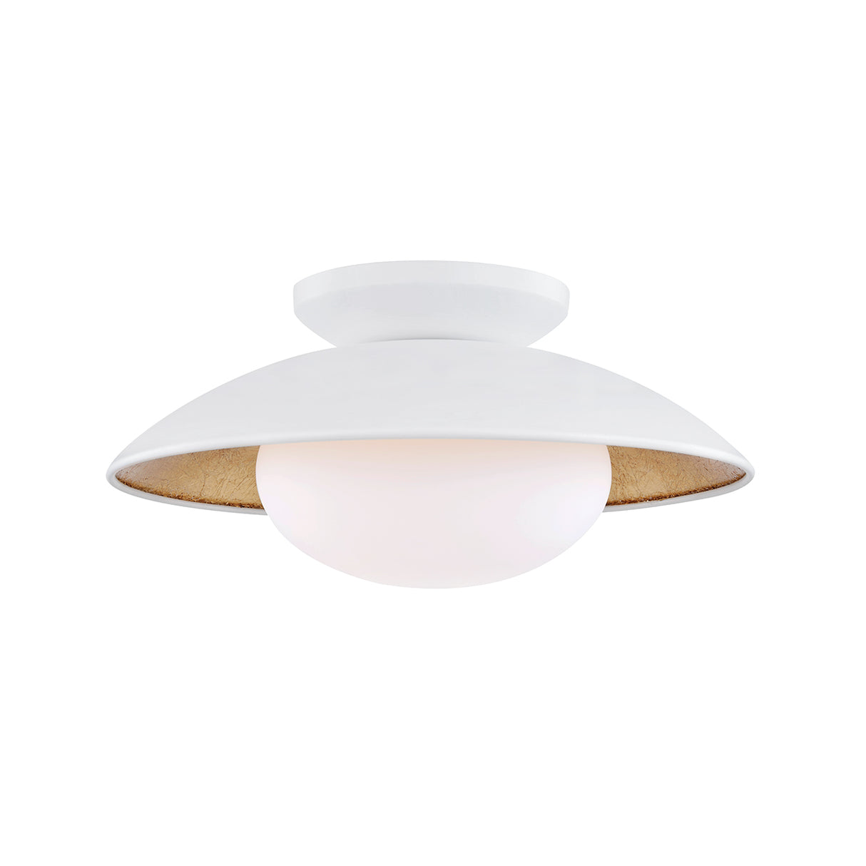 Vera Flush Mount, Medium 14", White and Gold Leaf