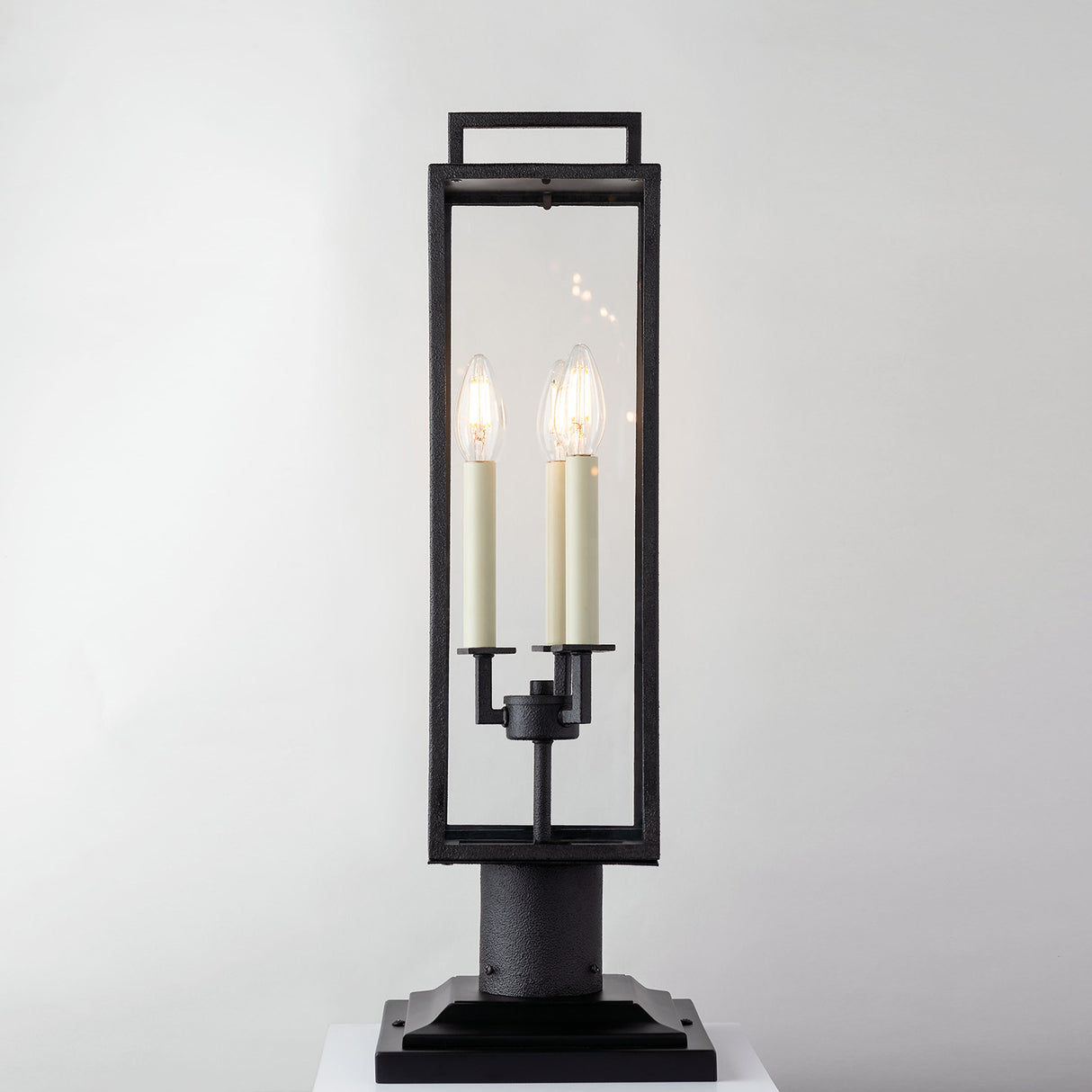 Everett Outdoor Post Light 24", Forged Iron Black