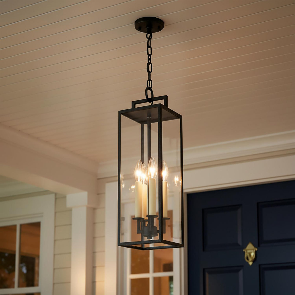 Everett Outdoor Hanging Light, Forged Iron Black