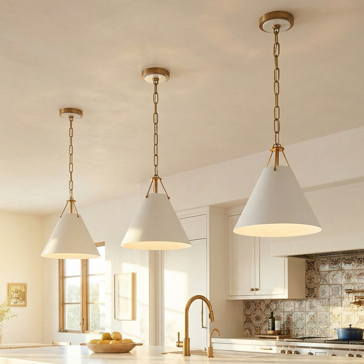 Bowie Small Metal Pendant 12" for Modern Farmhouse home with White Kitchen