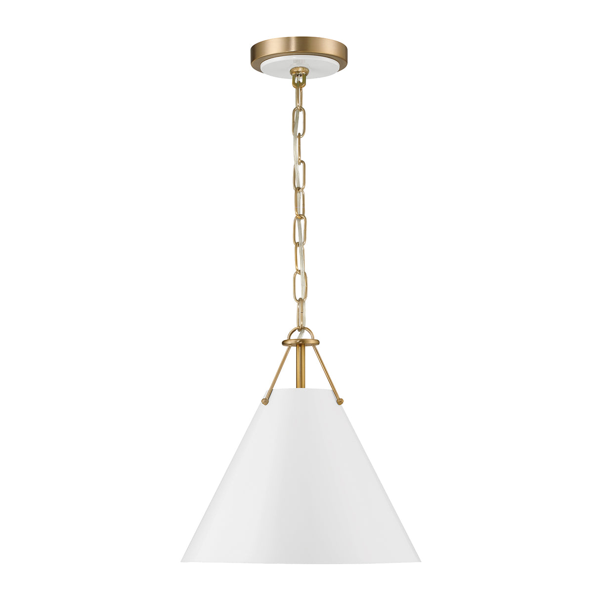 Bowie Small Metal Pendant 12", White and Brass
