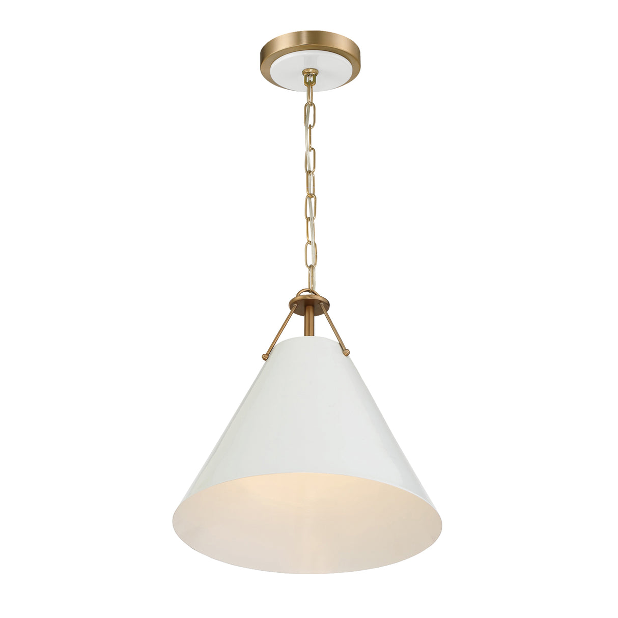 Bowie Small Metal Pendant 12", White and Brass