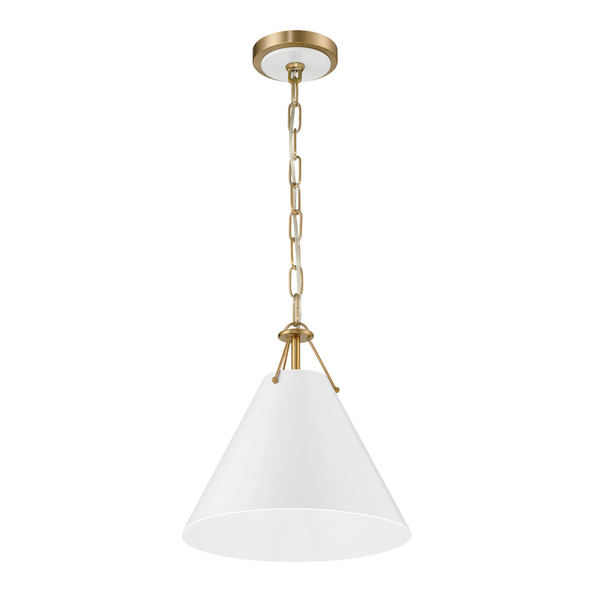 Bowie Small Metal Pendant 12", White and Brass
