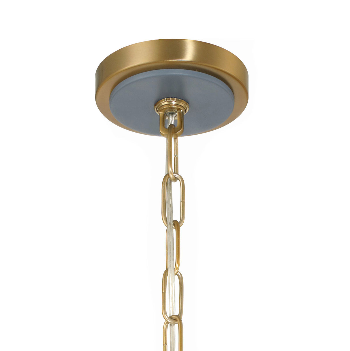 Bowie Medium Metal Pendant 16", French Blue and Brass