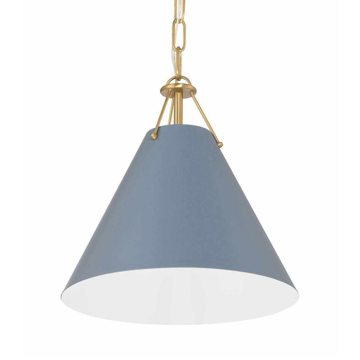 Bowie Small Metal Pendant 12", French Blue and Brass