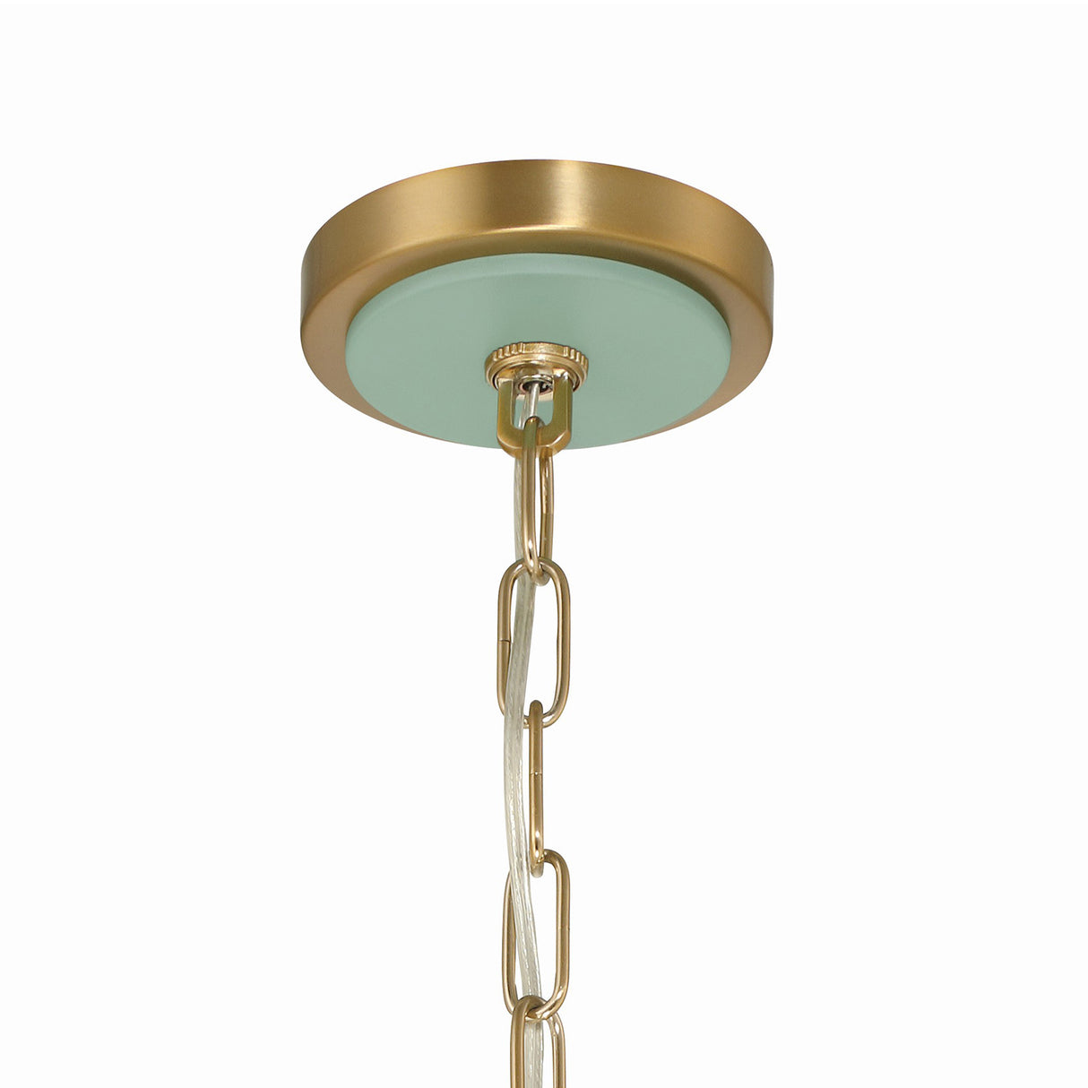 Bowie Small Metal Pendant 12", Sage Green and Brass