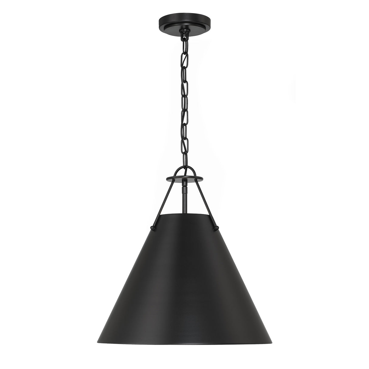 Bowie Medium Metal Pendant 16", Matte Black