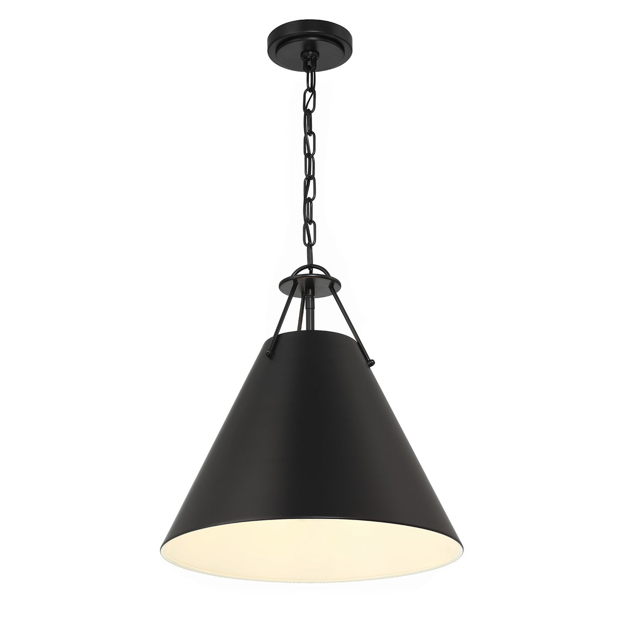 Bowie Medium Metal Pendant 16", Matte Black
