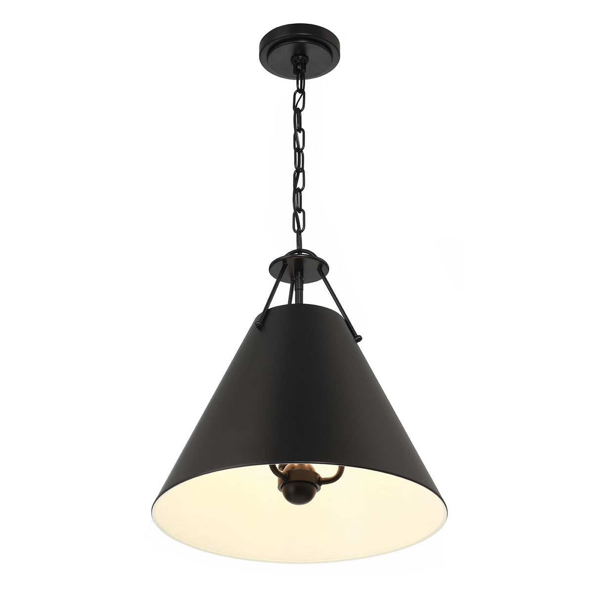 Bowie Medium Metal Pendant 16", Matte Black