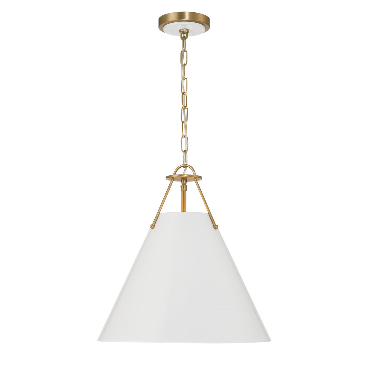 Bowie Medium Metal Pendant 16", White and Brass