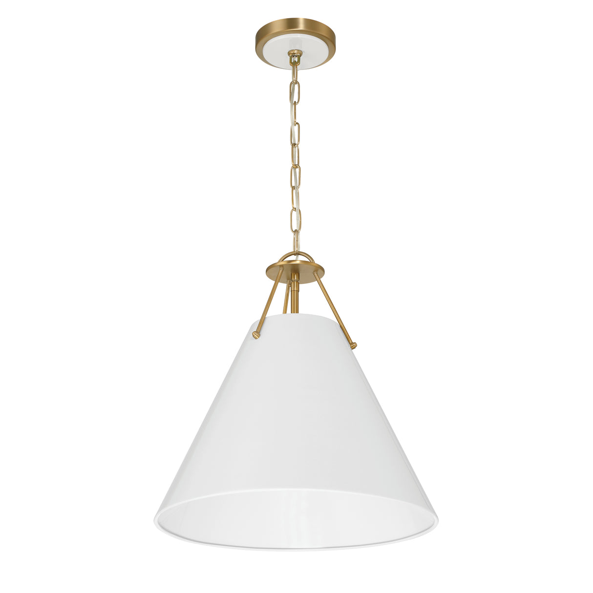 Bowie Medium Metal Pendant 16", White and Brass