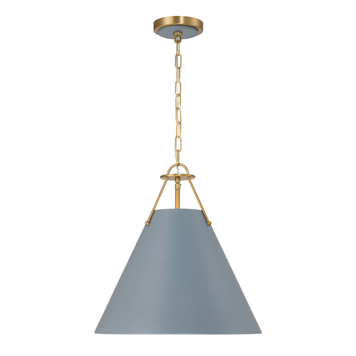 Bowie Medium Metal Pendant 16", French Blue and Brass