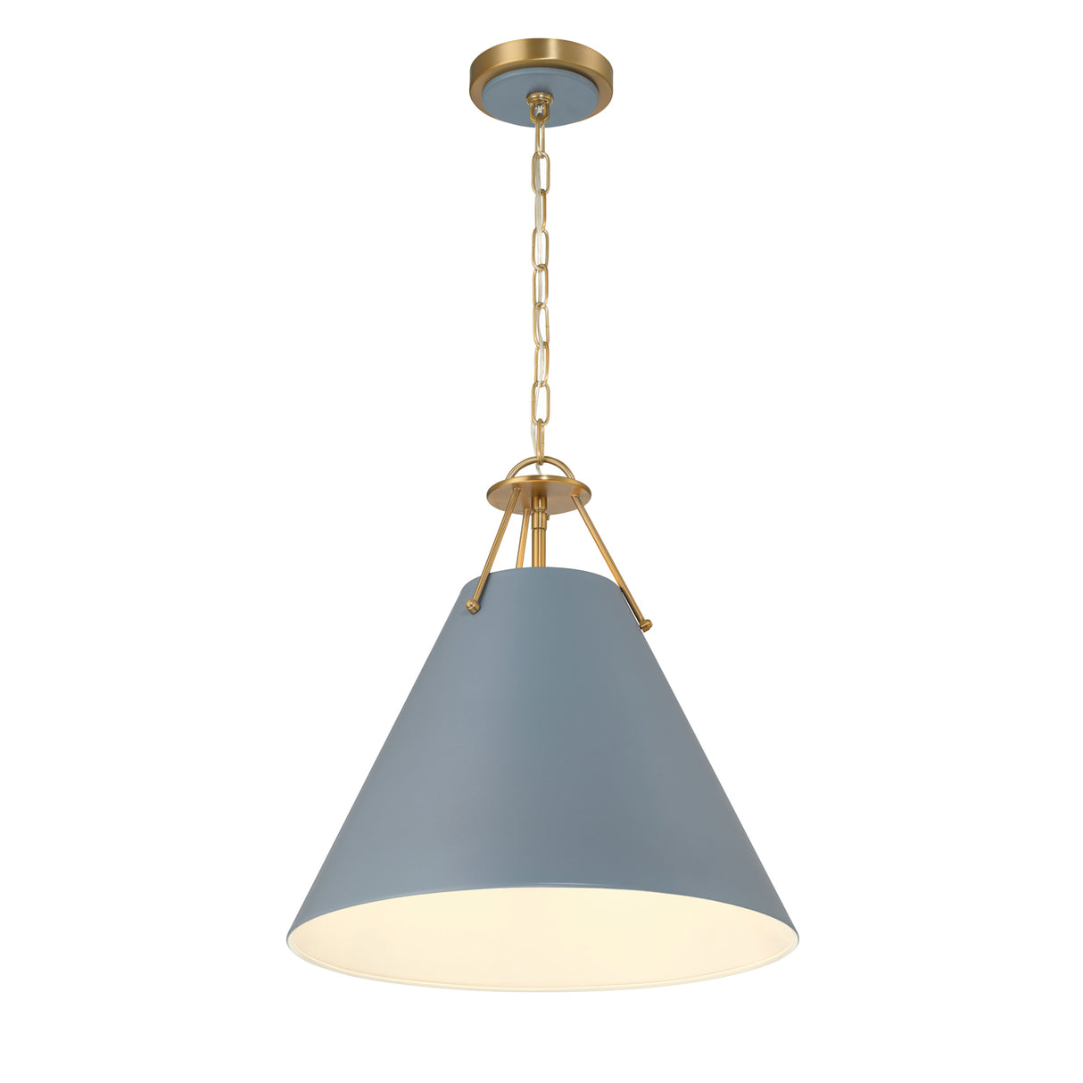 Bowie Medium Metal Pendant 16", French Blue and Brass