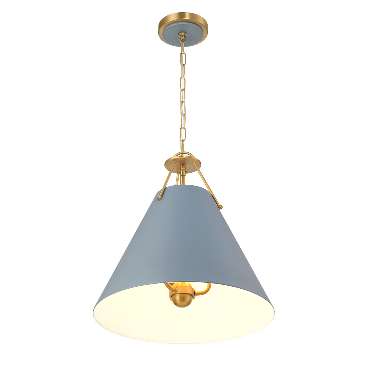 Bowie Medium Metal Pendant 16", French Blue and Brass