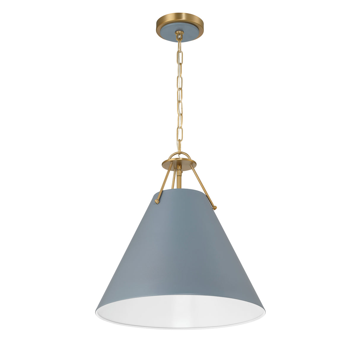 Bowie Medium Metal Pendant 16", French Blue and Brass