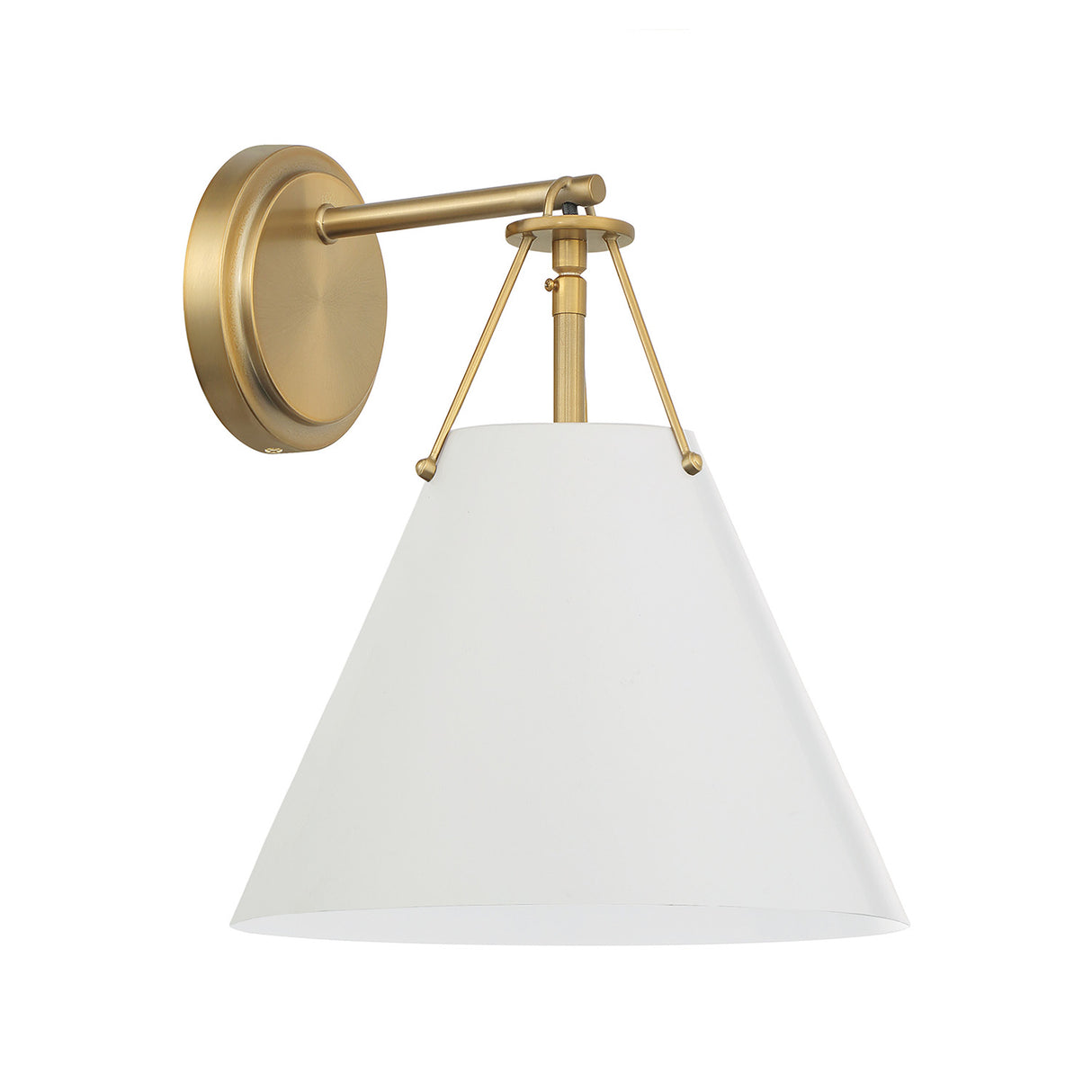 Bowie Wall Sconce, White and Brass