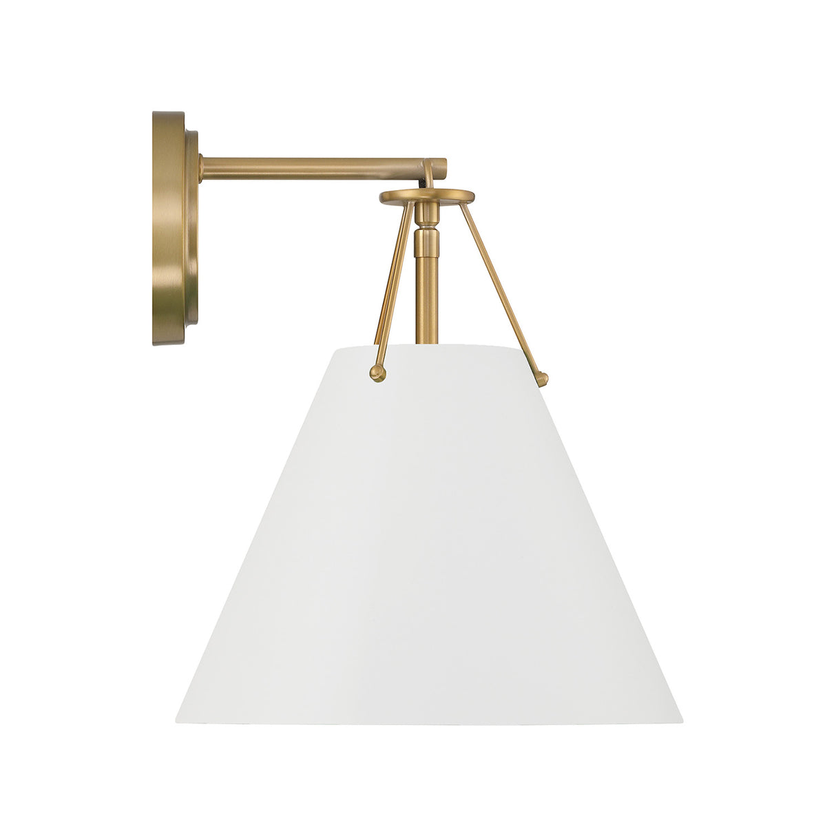 Bowie Wall Sconce, White and Brass