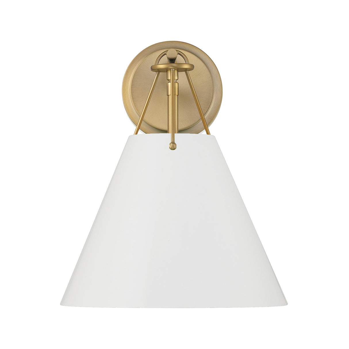 Bowie Wall Sconce, White and Brass