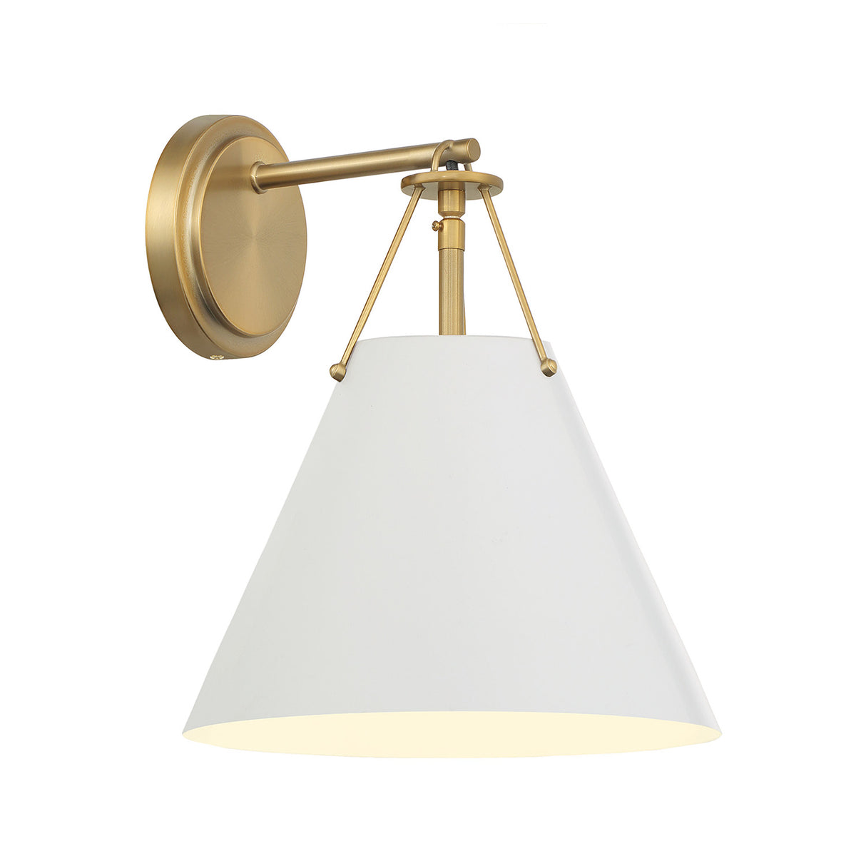 Bowie Wall Sconce, White and Brass
