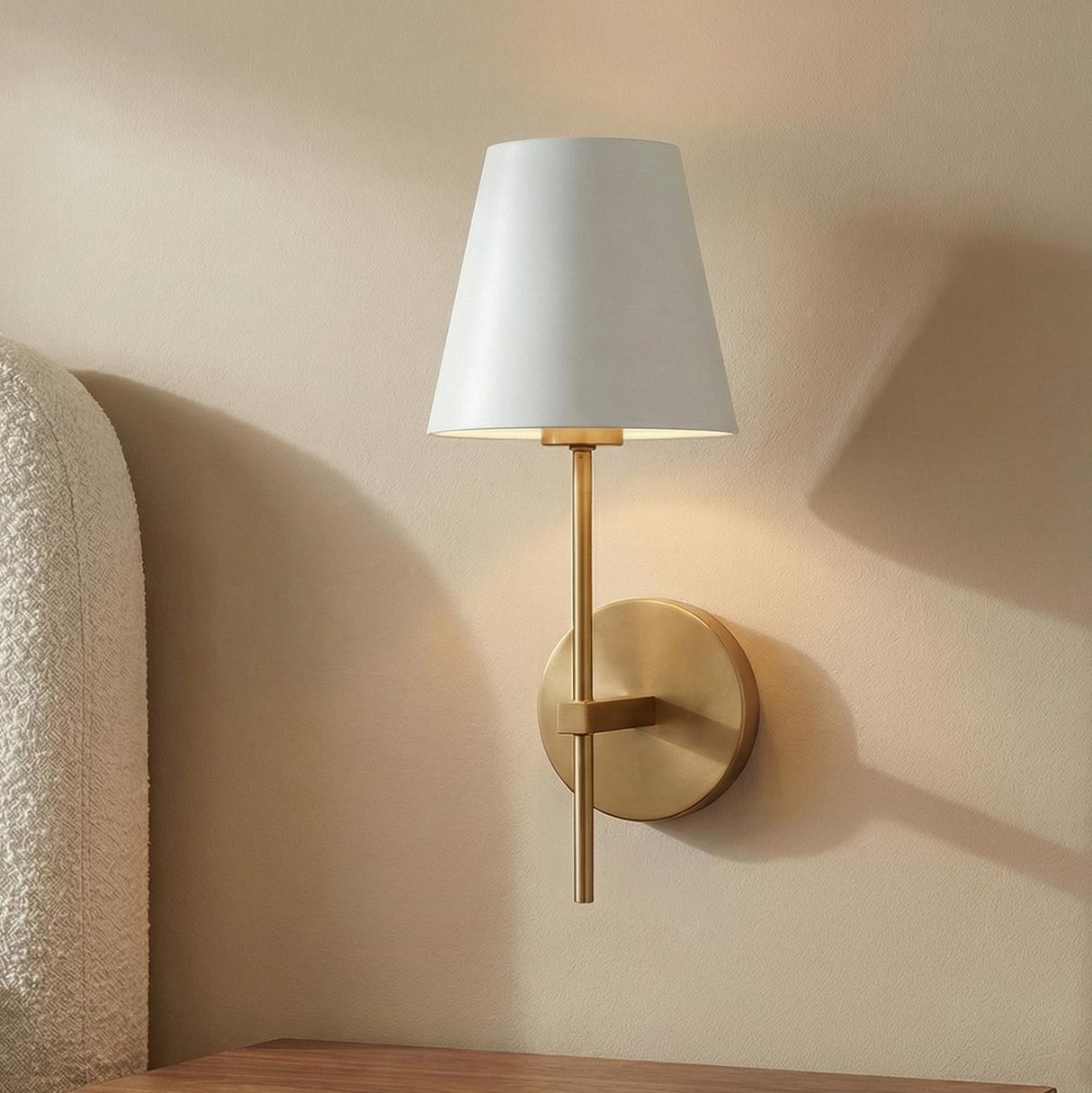 Banks Wall Sconce, White and Brass