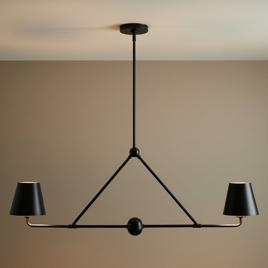 Banks 2 Shade Linear Pendant 42", Matte Black for Modern home with Black Siding