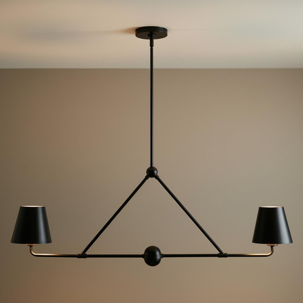 Banks 2 Shade Linear Pendant 42", Matte Black