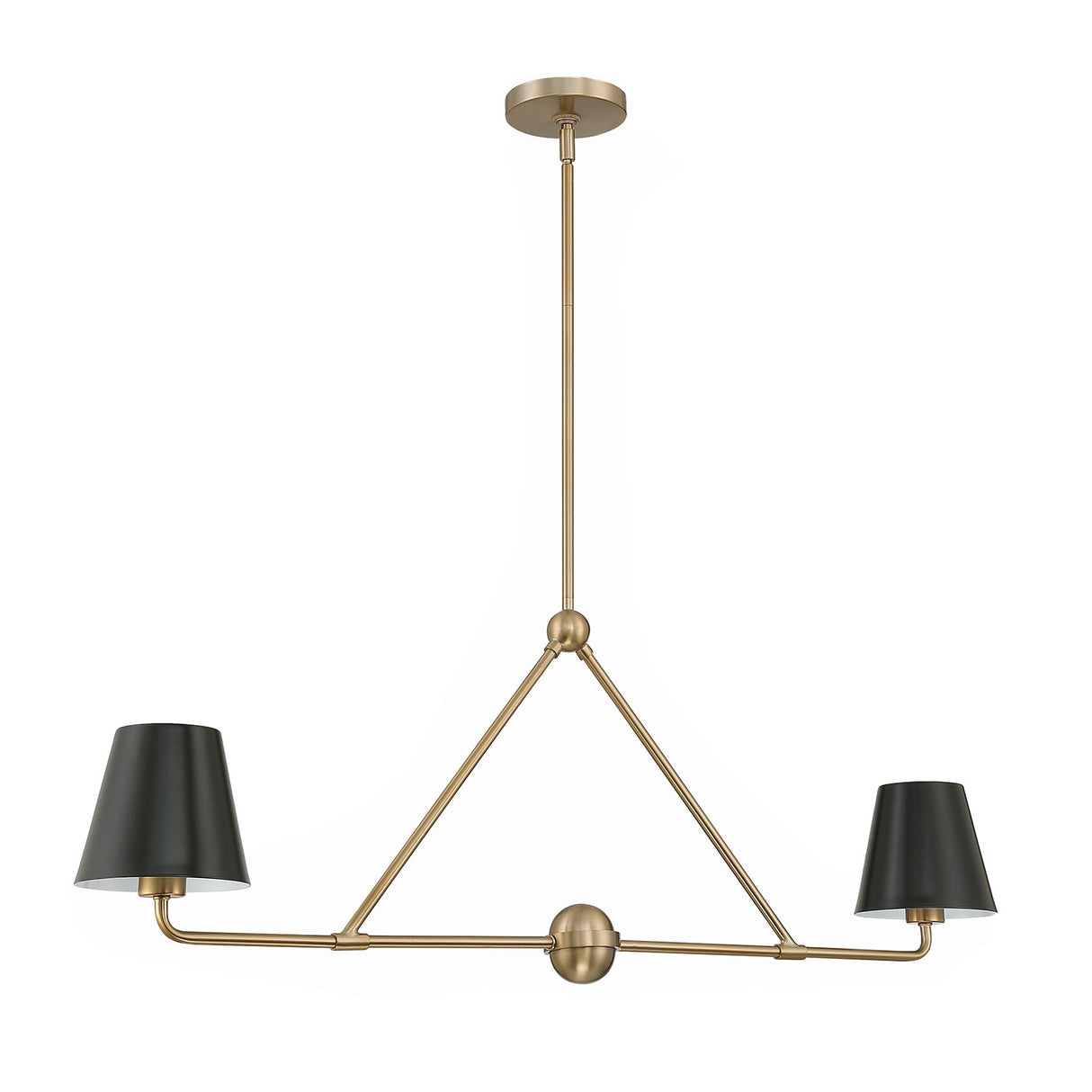 Banks 2 Shade Linear Pendant 42", Matte Black and Brass