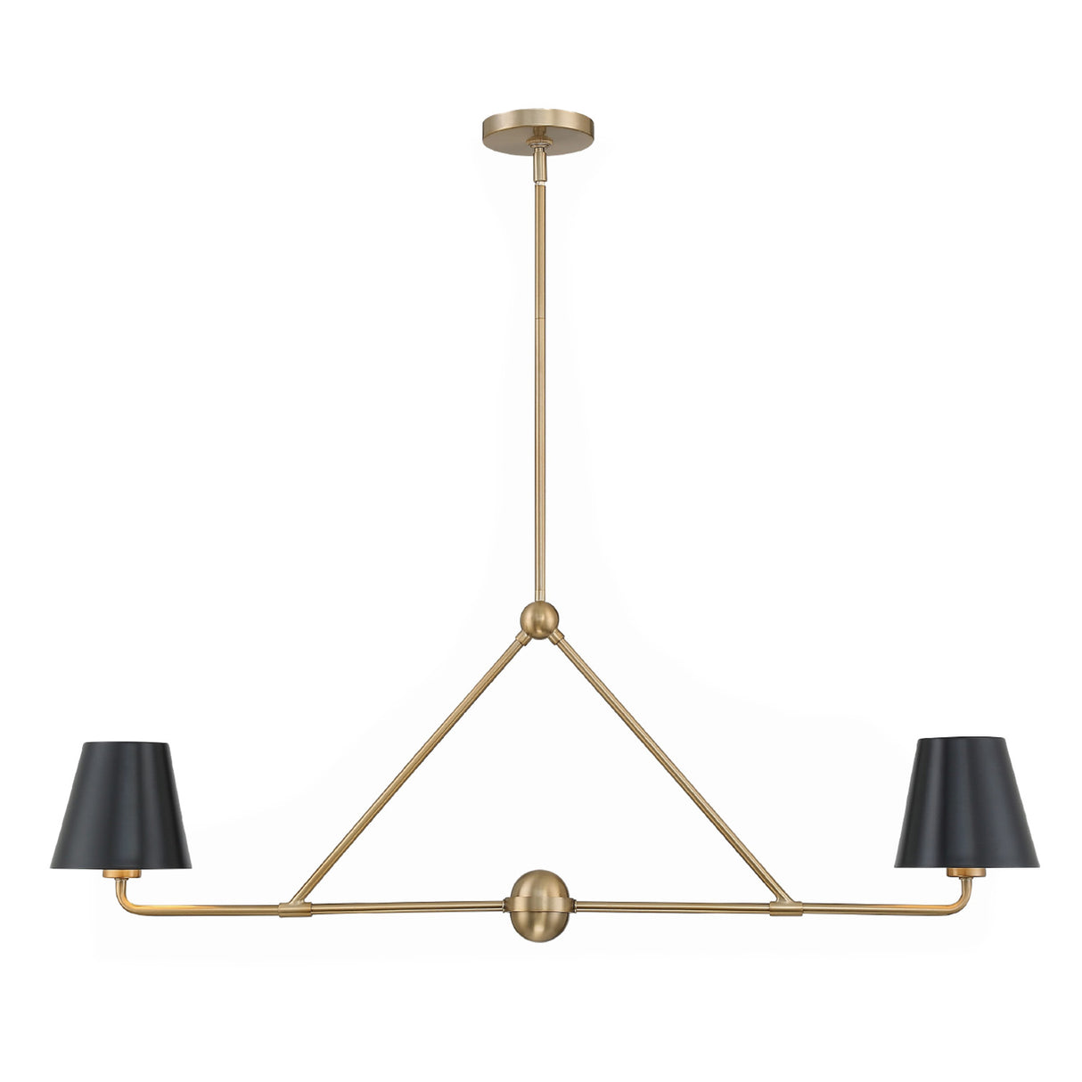 Banks 2 Shade Linear Pendant 42", Matte Black and Brass