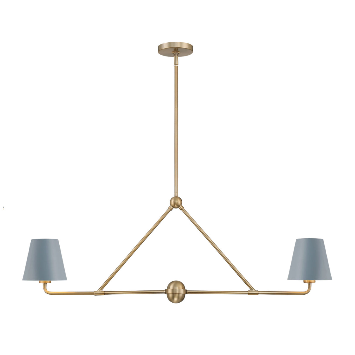 Banks 2 Shade Linear Pendant 42", French Blue and Brass
