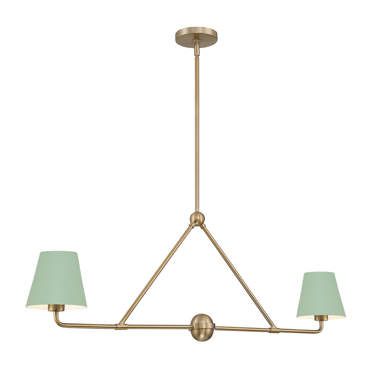 Banks 2 Shade Linear Pendant 42", Sage Green and Brass