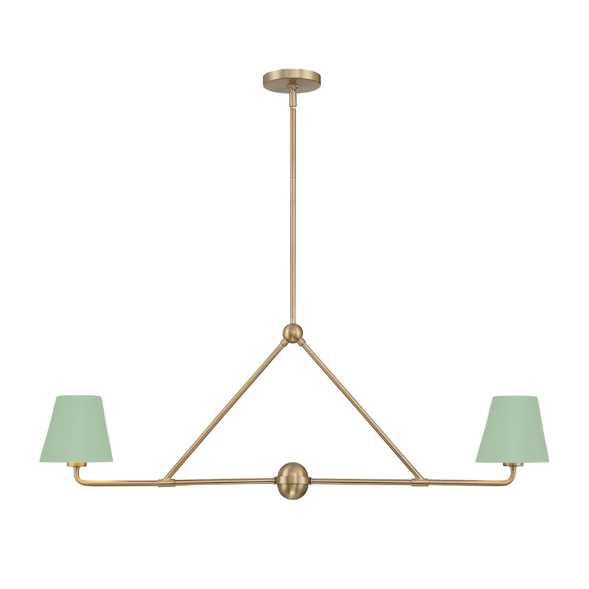 Banks 2 Shade Linear Pendant 42", Sage Green and Brass