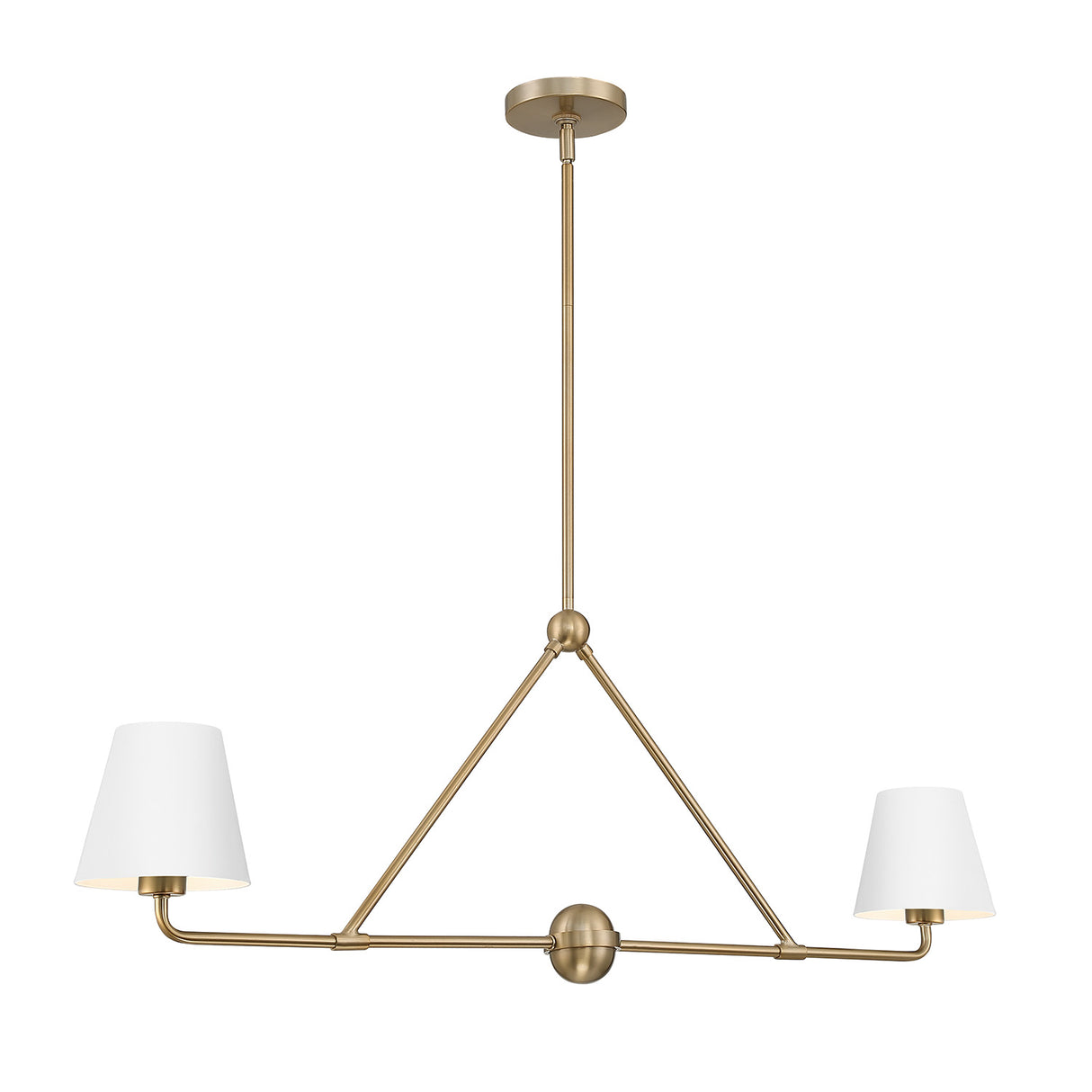 Banks 2 Shade Linear Pendant 42", White and Brass