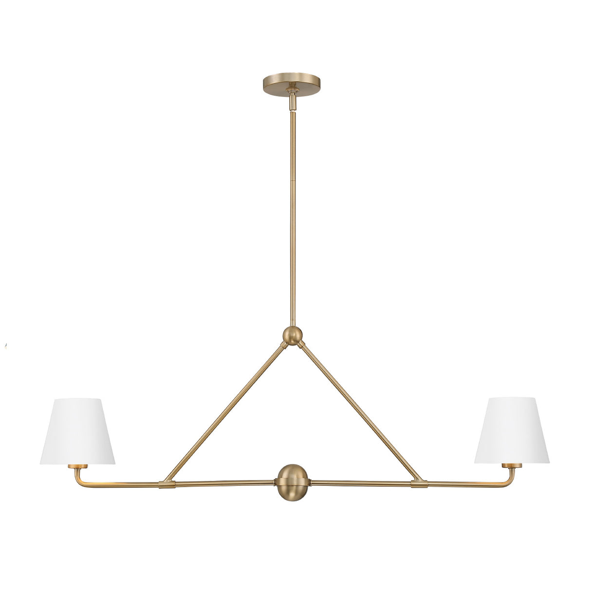 Banks 2 Shade Linear Pendant 42", White and Brass