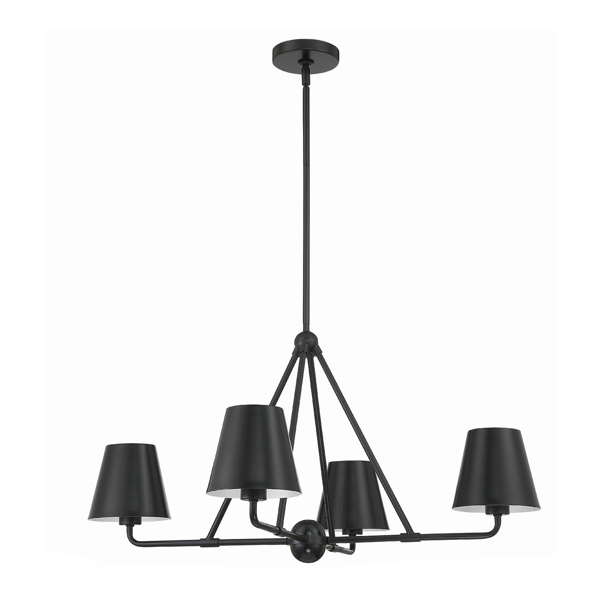 Banks 4 Light Chandelier 32", Matte Black