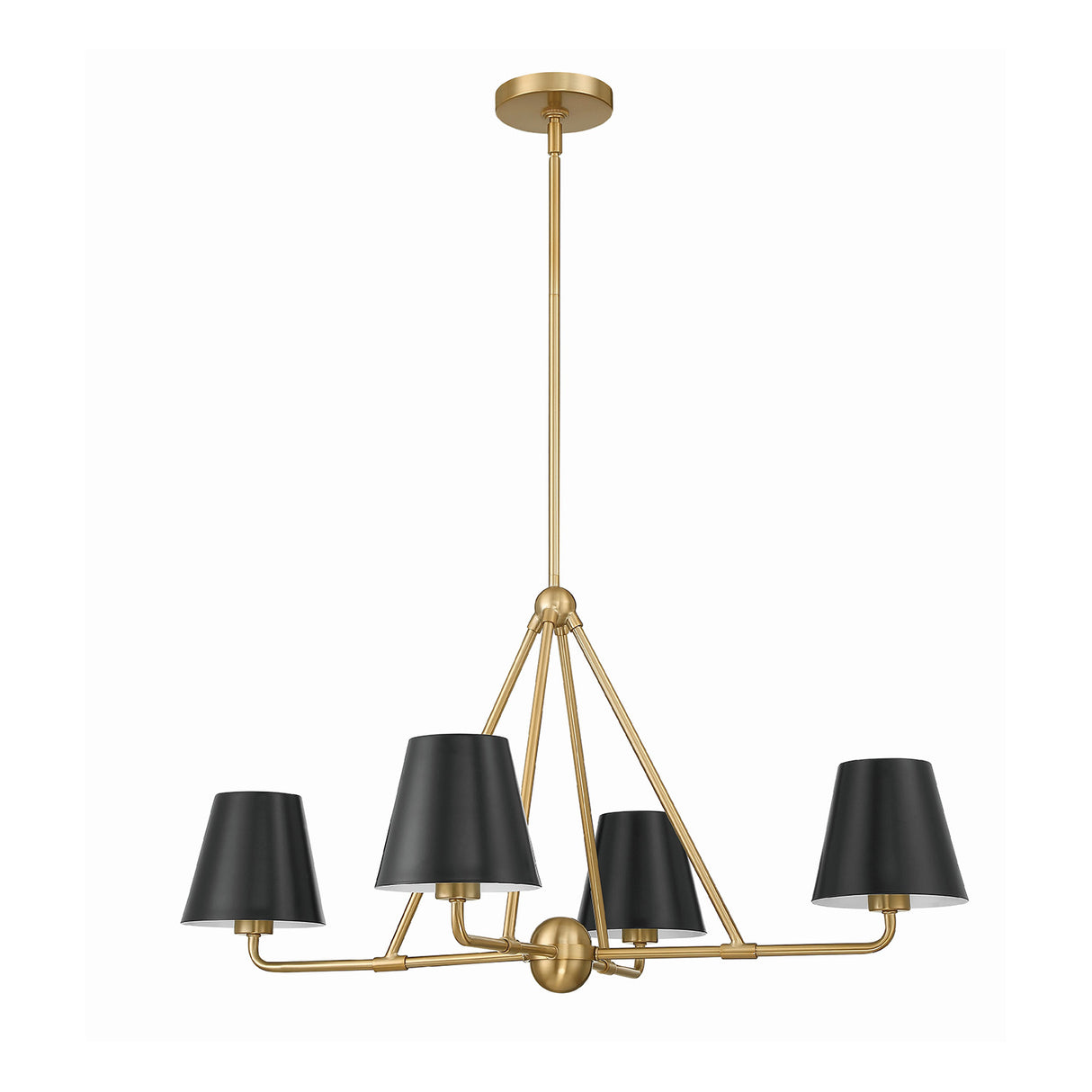 Banks 4 Light Chandelier 32", Matte Black and Brass