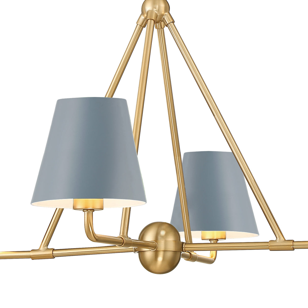 Banks 4 Light Chandelier 32", French Blue and Brass