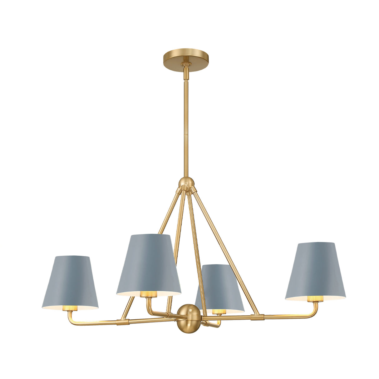 Banks 4 Light Chandelier 32", French Blue and Brass